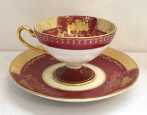 Set tazze e piattini vintage Tokyo Cina oro e bordeaux Giappone - Foto 1 di 4