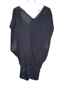 Eileen Fisher Women Sweater Top Linen Blend Poncho Tunic TV-Neck Italian Yarn XL - Picture 1 of 10