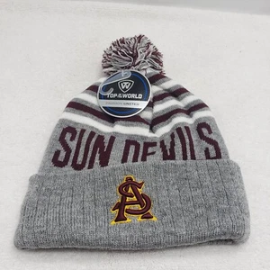 Arizona State Sun Devils NCAA Top of The World Pom Pom Beanie Cap Hat OSFA  - Picture 1 of 2