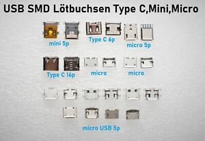 USB Type C Micro Mini SMD Buchse Weibliche Ersatz Lötbuchsen zum Löten B