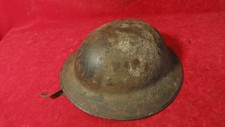 Great Ww1 Era British/American Camo Painted Helmet With Liner- Chin Strap