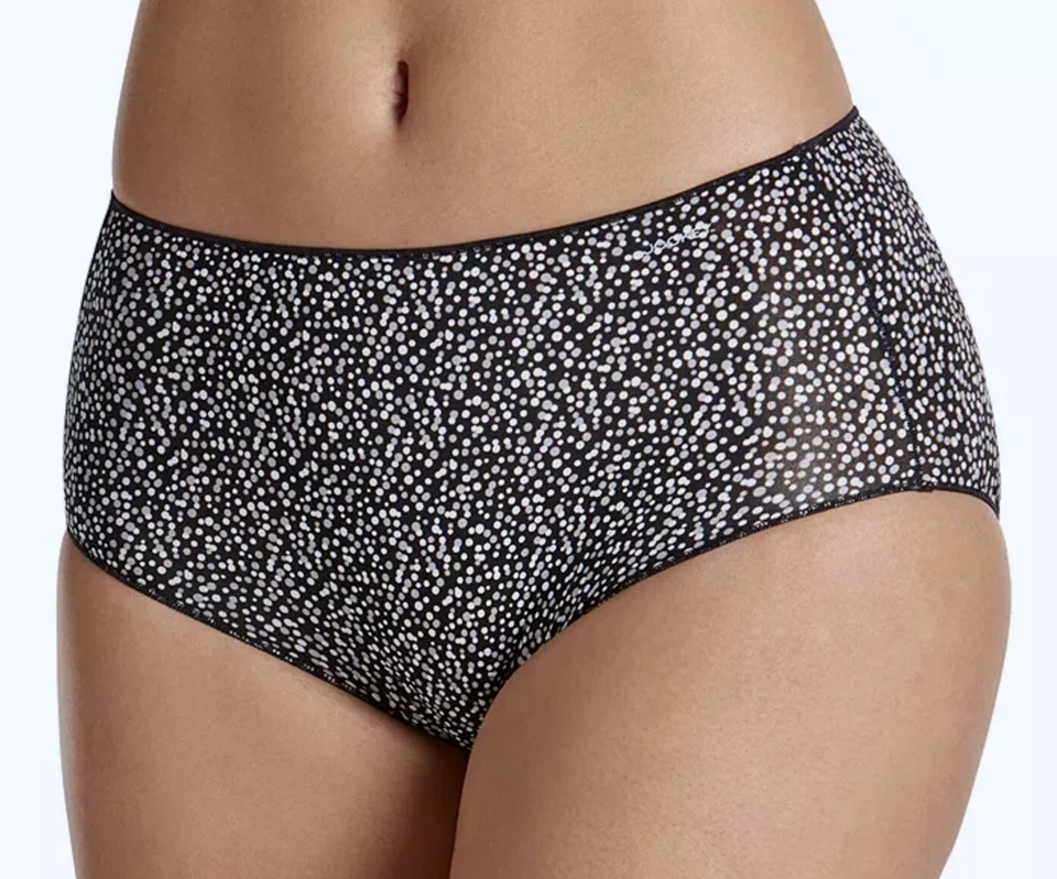 JOCKEY SZ 8 XL HIP BRIEF 1372 TACTEL NO PANTY LINE PROMISE BLACK TAN GEO PANTIES