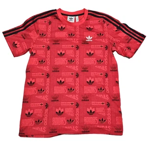 Adidas Originals Monogram All-Over Print T-Shirt Small Red & Black - Picture 1 of 15