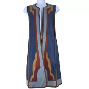 Chaleco Plumero G Girvan Denim Vintage Apliques Frente Abierto Talla Mediana - Imagen 1 de 3