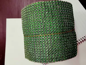 24 Row green Diamonte Crystal Effect Rhinestone Cake Decoration Ribbon Mesh - Picture 1 of 1