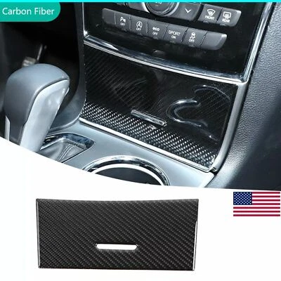 Cubierta de panel de almacenamiento de consola de fibra de carbono real para Jeep Grand Cherokee 11-18 Foto 1 de 4