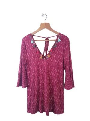 Blusa túnica básica roja manga larga mujer dama talla 10 Reino Unido regular  Foto 1 de 4