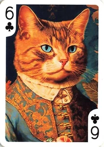Tarjeta de juego intercambiable única Art Nouveau Cat -6 DE palos - Imagen 1 de 2
