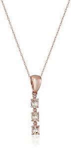 Pinctore 10k Rose Gold Morganite, Diamond Accent 3-Stone Pendant Necklace, 18"