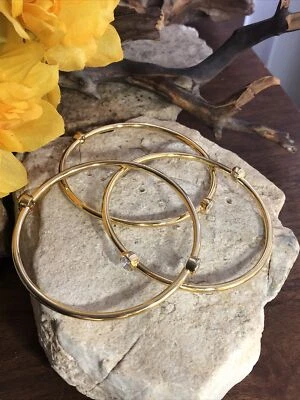 Elegante noir??  Conjunto de três pulseiras de cristal tom dourado CZ, tamanho 8 1/4" - Imagem 1 de 4