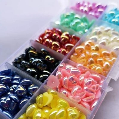 1000 Heart Cabochons Flatback Pearl Flat Back 8mm Valentines Jewelry Supply Bulk - Image 1 of 3
