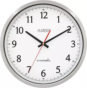 La Crosse Technology 404-1235UA-PL Ultratomic 14 Inch Stainless Steel Wall Clock - Picture 1 of 7