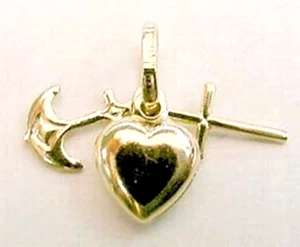 New 14k Solid Gold Faith, Hope & Charity Pendant#2 Pendant-Charm - Picture 1 of 2