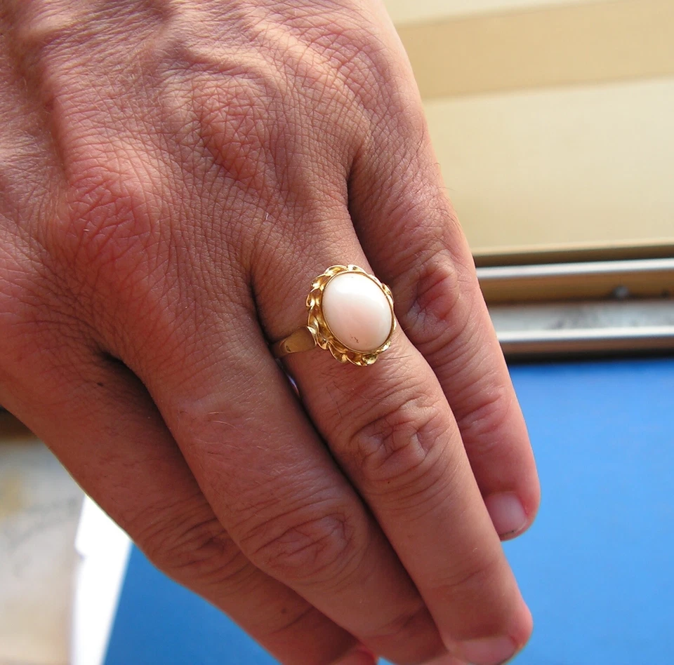 coral ring pink elegant woman exclusive gift unique jewel real genuine - Image 1 of 4