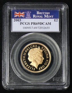 2003 PR-69 DEEP CAMEO ELIZABETH GOLDEN JUBILEE 2 POUND SOVEREIGN - Picture 1 of 2