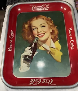 ORIG COCA-COLA RARE BLUE Grey BACKGROUND SERVING TRAY Blond Beautiful Coke ✨ - Picture 1 of 13
