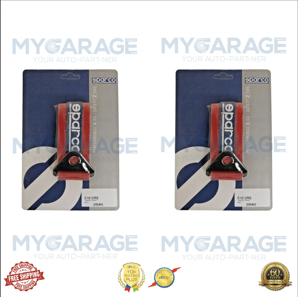 Sparco Tow Straps Pair Red Polyester 6600 lbs 0.791 ft Length 2" Width 01637RS - Image 1 of 4