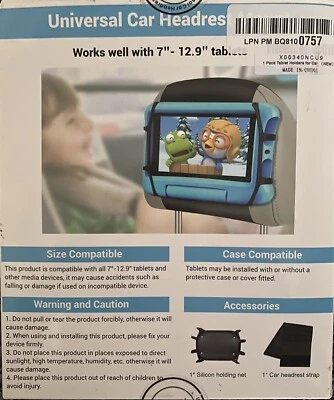 Universal Car Headrest Mount Holder, Fits ALL 7" to 12.9" Tablets Adjustable NEW - Image 1 of 2