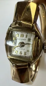Vintage Gotham Watch 10k RPG And Gold Filled Band 17 Jewels Cuff Bangle Works! - Picture 1 of 10