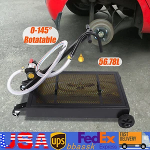 15Gal Oil Drain Pan Low Profile with Electric Pump 155W and Wheels Car Truck NEW - Foto 1 di 20