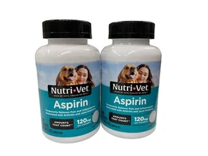 2 Pack (100 ct each) 200 Nutri-Vet Dog Aspirin 120mg Chewable Tablets EXP 6/25 - Picture 1 of 2
