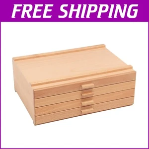Stackable Birch Art Storage Chest with 4 Drawers - Ideal for Paints and Brushes - Picture 1 of 9
