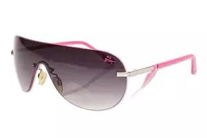 Betsey Johnson Designer Women's Rimless Silver Pink Wrap Sunglasses - Picture 1 of 4