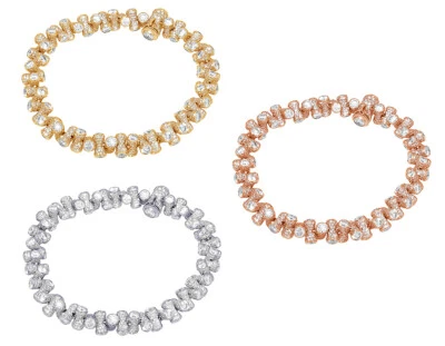 Solitaires 15 Pointer Sticks n Stones 32 CT Real Diamond 3D Bracelet Gold 9MM 8" - Image 1 of 4