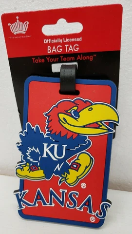 KU Kansas Jayhawks Bag Tag 4.5"x 2.5" New Cover