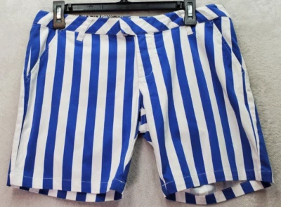 Volcom Corto Mujer Talla 7 Azul Blanco Rayas Algodón Bolsillos Cortados Lavado Medio Foto 1 de 4