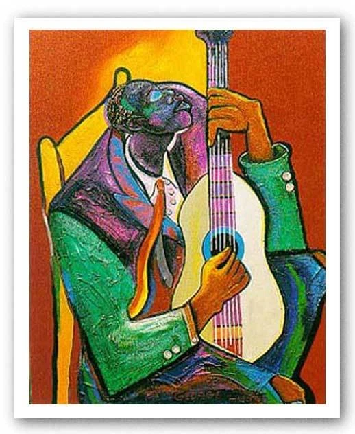 Impresión artística afroamericana Them Weary Blues de George Hunt 19x25 Foto 1 de 1