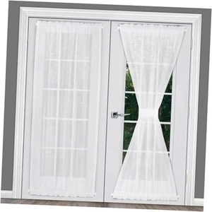 Voile French Door Curtains Set of 2 Panels, Sidelight 40"W x 72"L (Pack of 2) - Picture 1 of 8