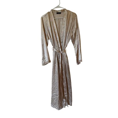 Jones New York Long Sleeve Tie Waist Satin Kimono Robe Paisley Beige Women's - Image 1 of 4