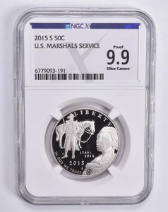 Proof 9.9 UCam 2015-S US Marshals Commemorative Half Dollar NGC X NGCX - Picture 1 of 5
