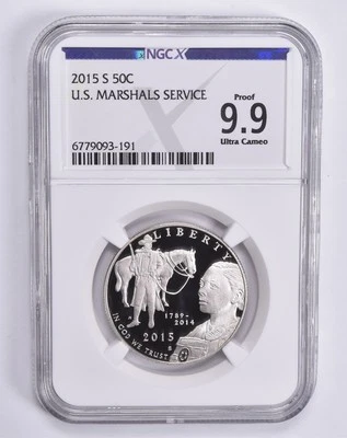 Proof 9.9 UCam 2015-S US Marshals Commemorative Half Dollar NGC X NGCX - Image 1 of 4