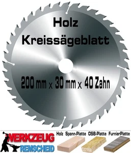 HM Kreissägeblatt 200mm x 30mm x 40 Z Tisch Hand Kapp Kreissäge Holz Säge Blatt - Bild 1 von 4