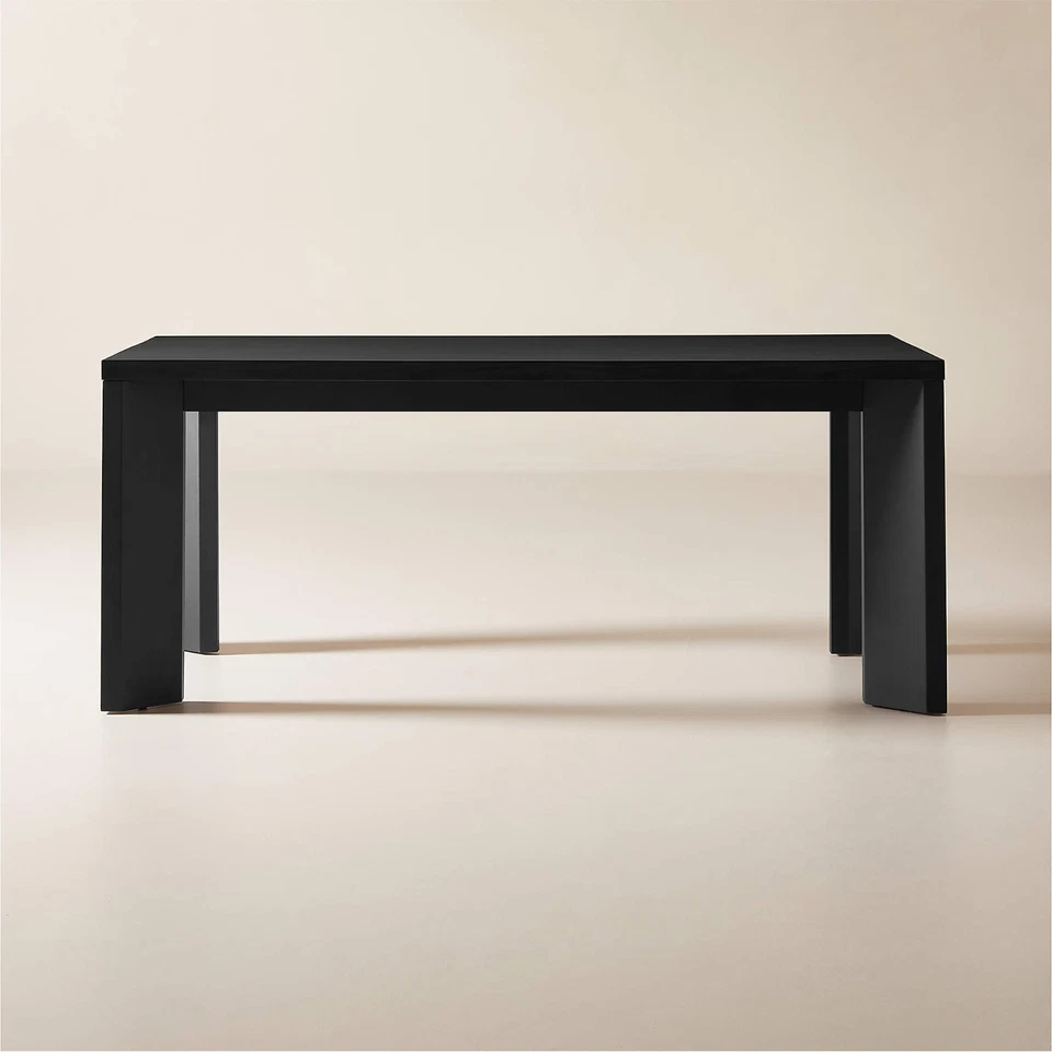 95” Rectangular Ebonized Oak Dining Table with Black Steel Legs - Image 1 of 2