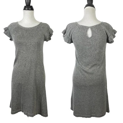 Vestido Suéter Zara Mediano Gris Suave Mezcla Angora Volantes Manga Gorra Hasta la Rodilla Foto 1 de 4