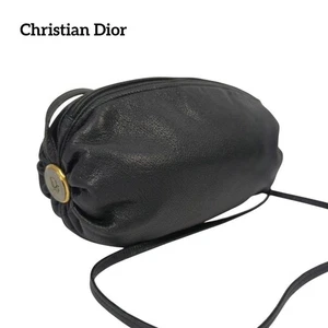 CHRISTIAN DIOR Bolso de Hombro Tambor Vintage Bolso Bandolera Pequeño Cuero Negro - Imagen 1 de 17