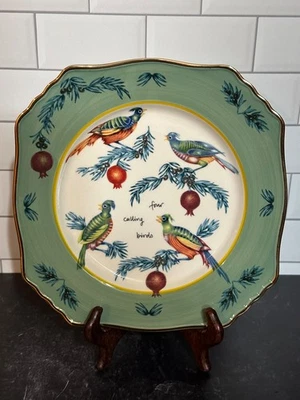 Anthropologie Lou Rota 12 Días de Navidad Plato Postre #4 Llamando Pájaros Foto 1 de 4