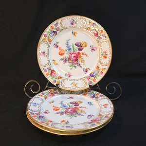 Juego de 3 platos Schumann Baviera ensalada 8 3/8" iris floral con oro 1918-1929 - Imagen 1 de 14