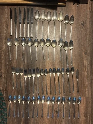 100 Pc Prestige BORDEAUX Grapevine Silver Plate Flatware With Serving Pieces Vtg - Image 1 of 4