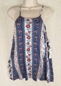 Camiseta sin mangas Justify para mujer grande sin mangas floral empinada fluida boho ojo de cerradura nueva con etiquetas  - Imagen 1 de 7
