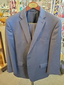 Calvin Klein Men's Blue Wool Slim 2-Piece Jacket & Pants Suit Size 42R 36W-30L - Picture 1 of 9