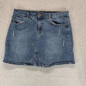 Gonna denim dritta senza marchio effetto invecchiato lavaggio medio bambina XL più lunghezza ginocchio - Foto 1 di 9