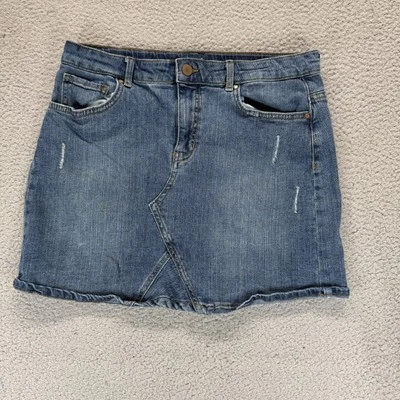 Unbranded Distressed Mid Wash Girls XL Plus Knee Length Straight Denim Skirt - Image 1 of 4