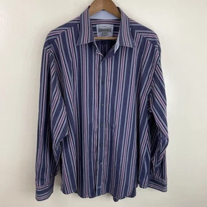 JOHNSTON & MURPHY Shirt Mens 2XL XXL Multicolor Striped Long Sleeve Button - Picture 1 of 14