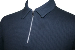 Polo testurizzata collo zip Reiss Creed - M - blu navy scuro - ottima top - Foto 1 di 10