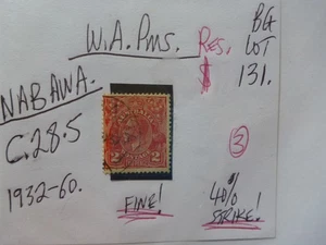 WEST AUSTRALIA POSTMARK ON GEORGE V STAMP- NABAWA C.28.5 ON 2d RED - Picture 1 of 1