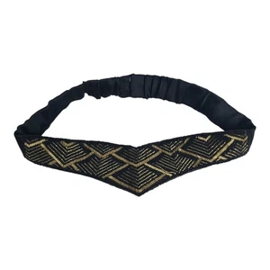 Vintage 80's Star Rayon Satin Fashion Belt Seed Beads Elastic Fashion Size M/L - Picture 1 of 13